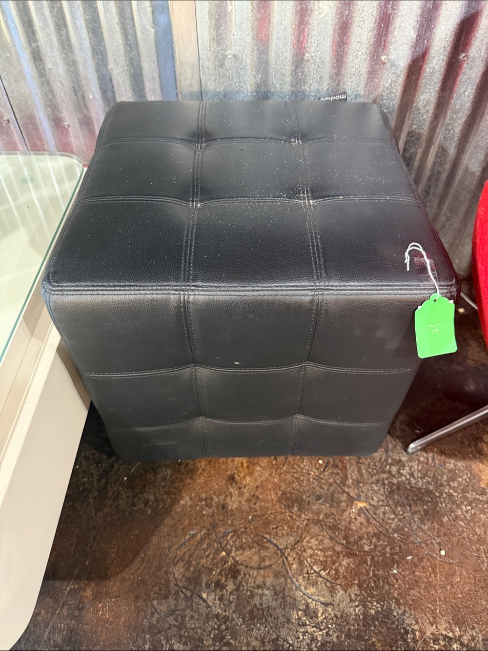 Moda Black Tufted Cube Ottoman